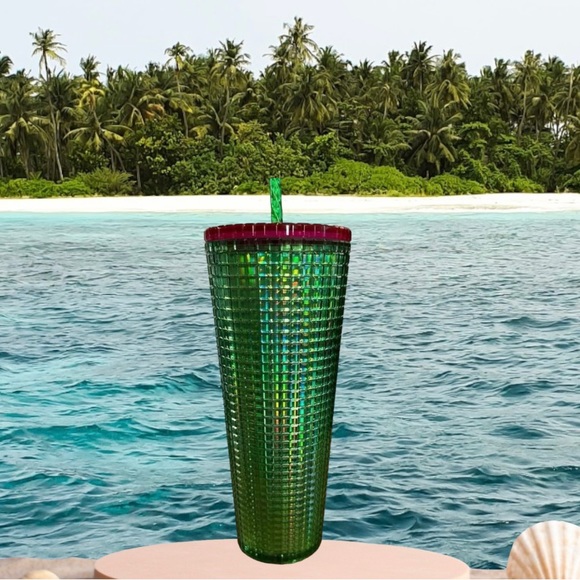 Starbucks Watermelon Green & Pink Grid Iridescent Cup Tumbler Venti 24oz 2023 - Picture 15 of 16
